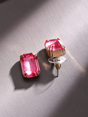 Rubans Voguish 18K Gold-Plated Crystal Pink Cubic Zirconia Studded Statement Necklace Set Jewellery Set