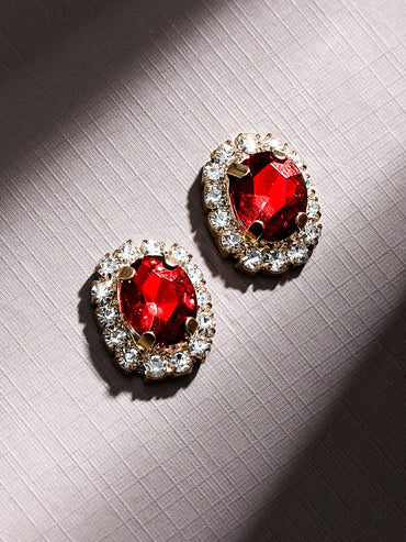 Rubans Voguish 18K Gold-Plated Crystal Ruby & CubicZirconia Studded Statement Necklace Set Jewellery Set