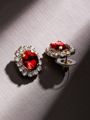 Rubans Voguish 18K Gold-Plated Crystal Ruby & CubicZirconia Studded Statement Necklace Set Jewellery Set