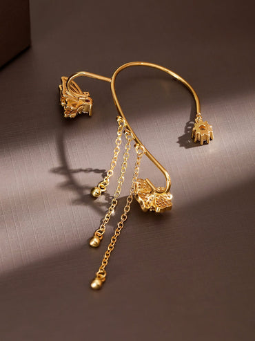 Rubans Voguish 18K Gold-Plated Cubic Zirconia Studded Butterfly & Floral Ear Cuffâ€“ 1 Piece Pack Earrings