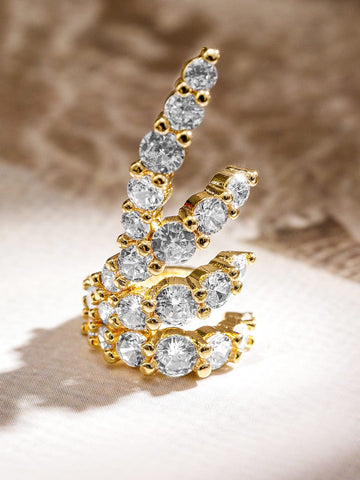 Rubans Voguish 18K Gold-Plated Cubic Zirconia Studded Spiral Openable Ear Cuff Earring â€“ 1 Piece Pack Earrings