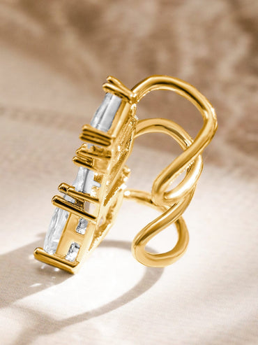 Rubans Voguish 18K Gold-Plated Cubic Zirconia Studded Triple Stone Openable Ear Cuff Earring â€“ 1 Piece Pack Earrings