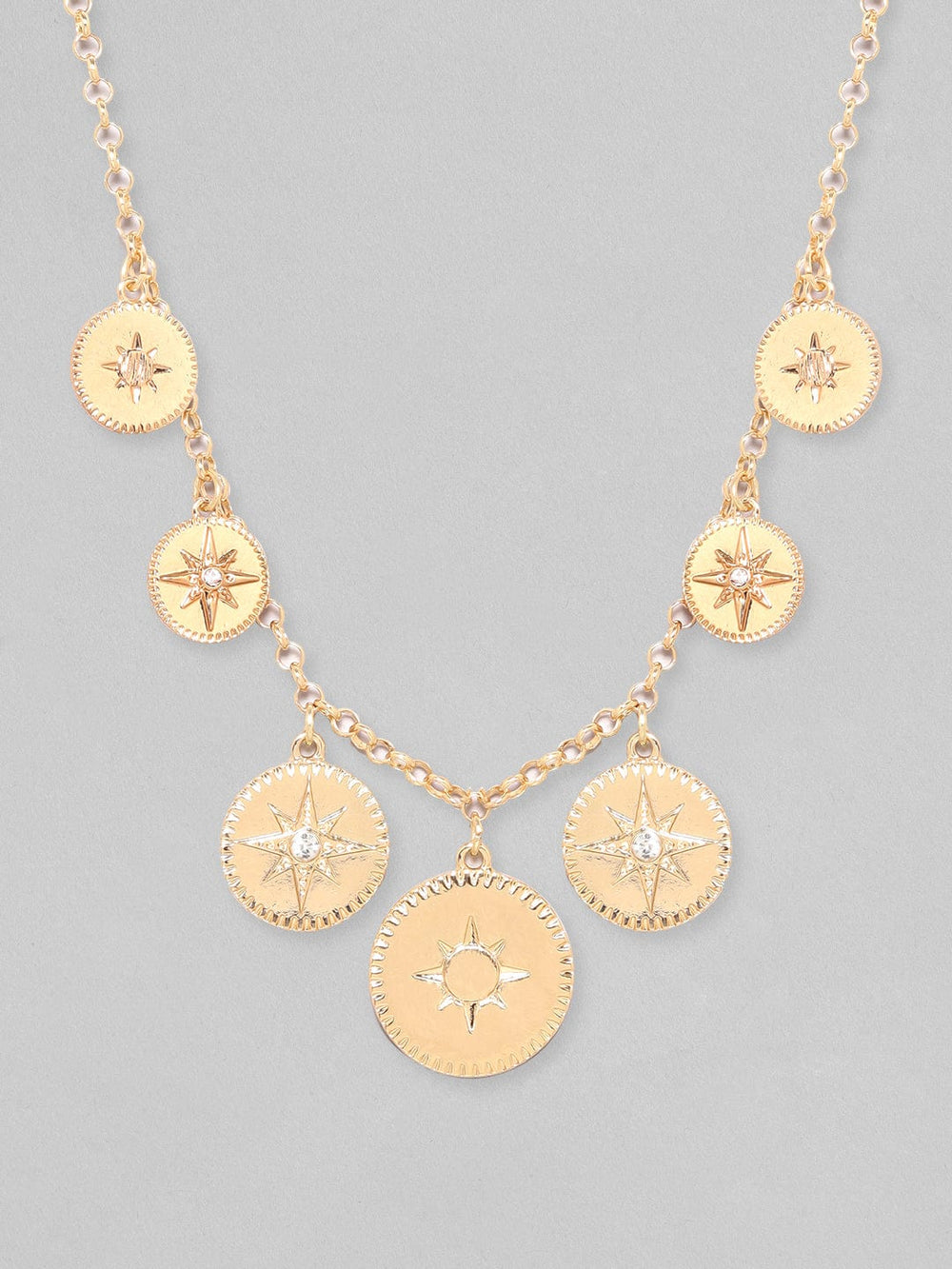 Rubans Voguish 18K Gold Plated Embossed Star charm Necklace