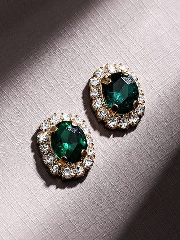 Rubans Voguish 18K Gold-Plated Emerald Green Crystal & Cubic Zirconia Studded Necklace Set Jewellery Set