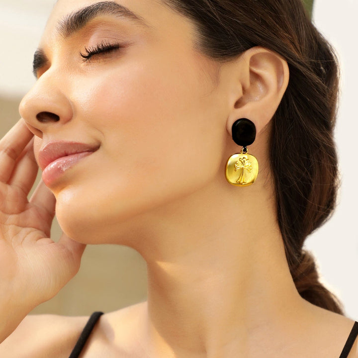 Rubans Voguish 18k Gold Plated  Floral Drop Earrings Earrings