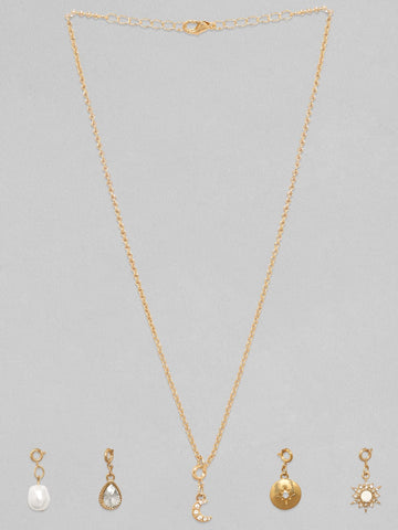Rubans Voguish 18K Gold Plated Interchangeable Multiple Charms Necklace. Chain & Necklaces