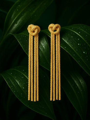 Rubans Voguish 18K Gold-Plated Knotted Long Chain Statement Earrings Earrings