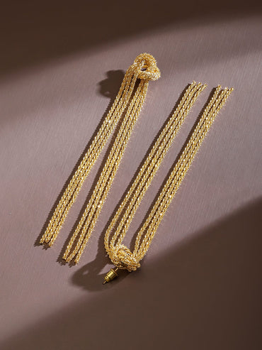 Rubans Voguish 18K Gold-Plated Knotted Long Chain Statement Earrings Earrings