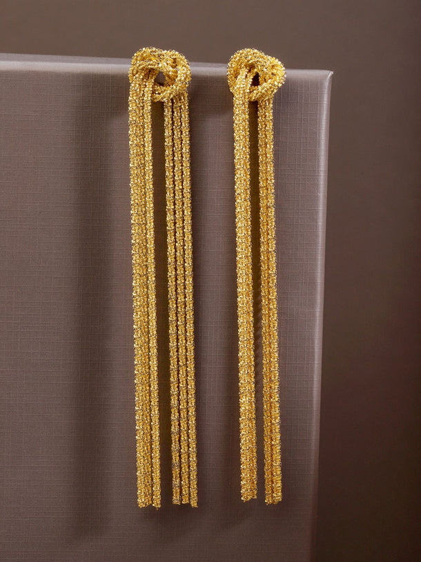 Rubans Voguish 18K Gold-Plated Knotted Long Chain Statement Earrings Earrings