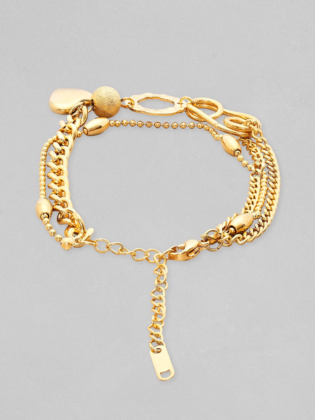 Shop Rubans Voguish 18K Gold Plated Layered Chain With Charms Bracelet  Online at Rubans