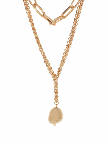 Rubans Voguish 18K GOld plated Link & Rope Chain layered necklace Necklace