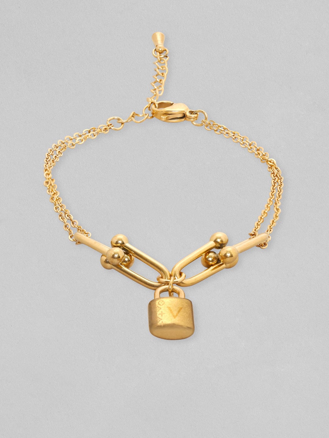 Rubans Voguish 18K Gold Plated Link With Charm Minimal Bracelet Bangles & Bracelets