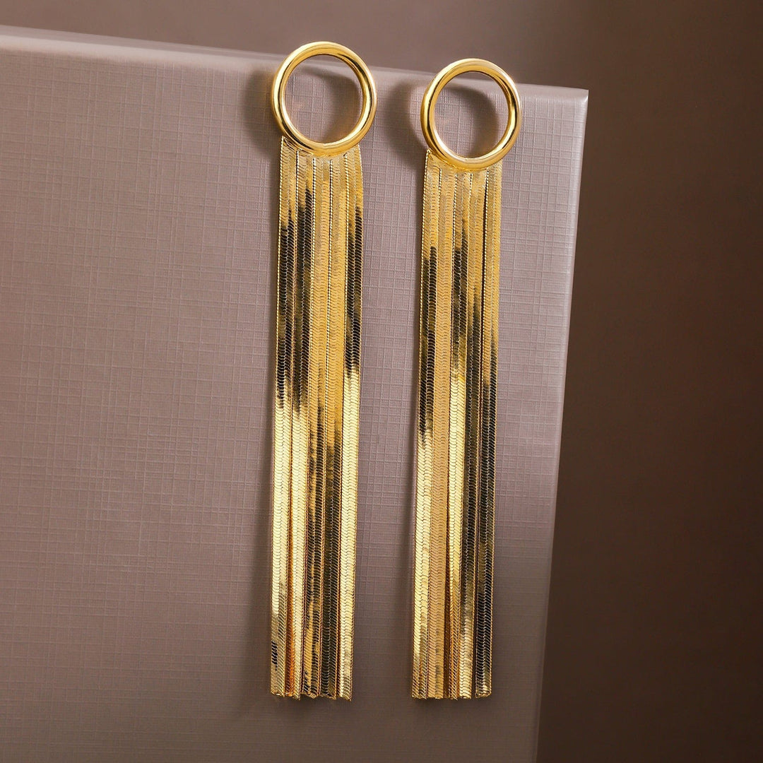 Rubans Voguish 18K Gold-Plated Long Tassel Statement Earrings Earrings