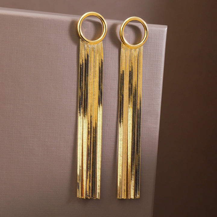 Rubans Voguish 18K Gold-Plated Long Tassel Statement Earrings Earrings