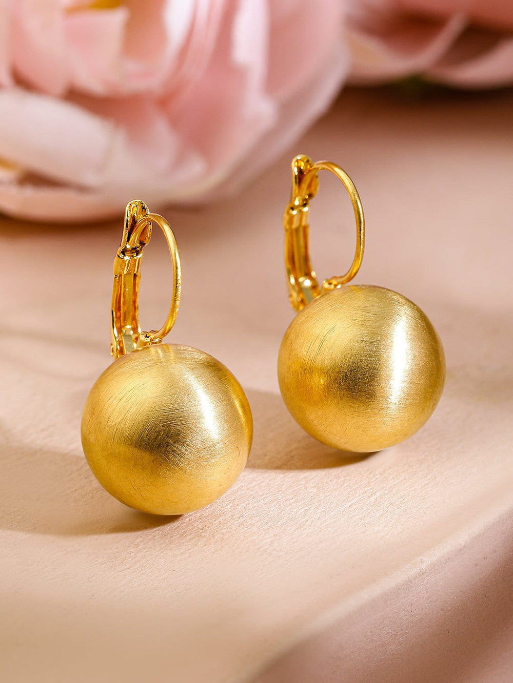 Rubans Voguish 18K Gold-Plated Matte Finish Ball Drop Earrings Earrings