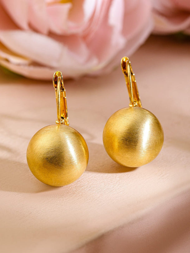 Rubans Voguish 18K Gold-Plated Matte Finish Ball Drop Earrings Earrings