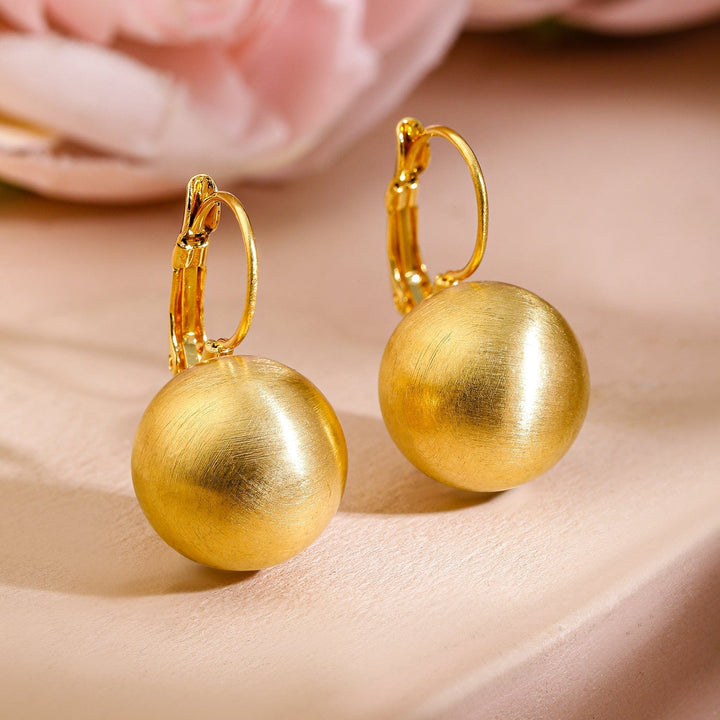 Rubans Voguish 18K Gold-Plated Matte Finish Ball Drop Earrings Earrings