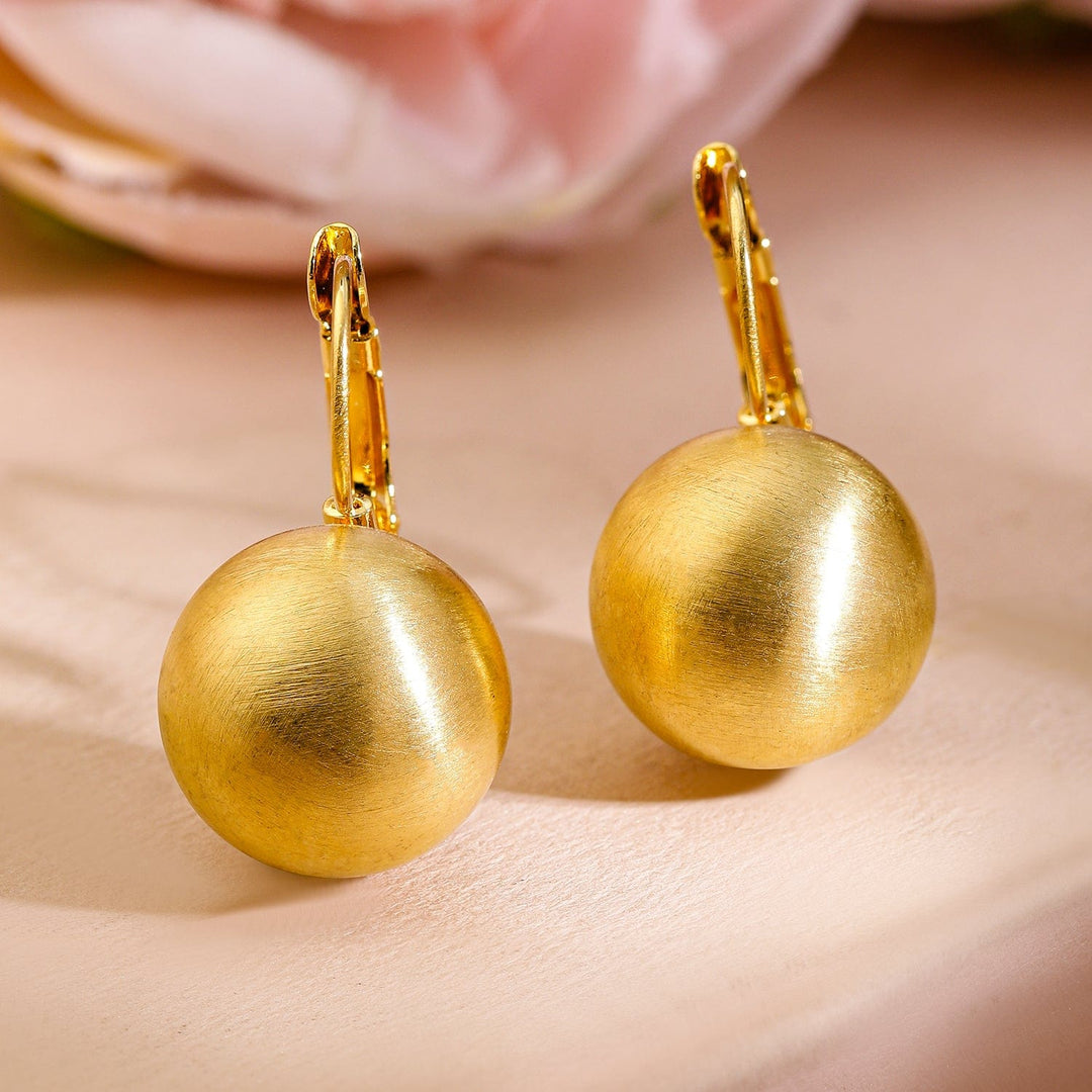 Rubans Voguish 18K Gold-Plated Matte Finish Ball Drop Earrings Earrings