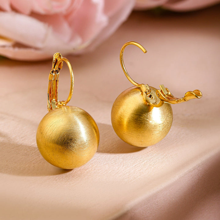 Rubans Voguish 18K Gold-Plated Matte Finish Ball Drop Earrings Earrings