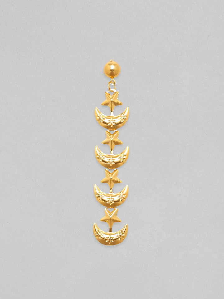 Rubans Voguish 18K Gold Plated Moon & Star Motif Dangle Earring. Earrings