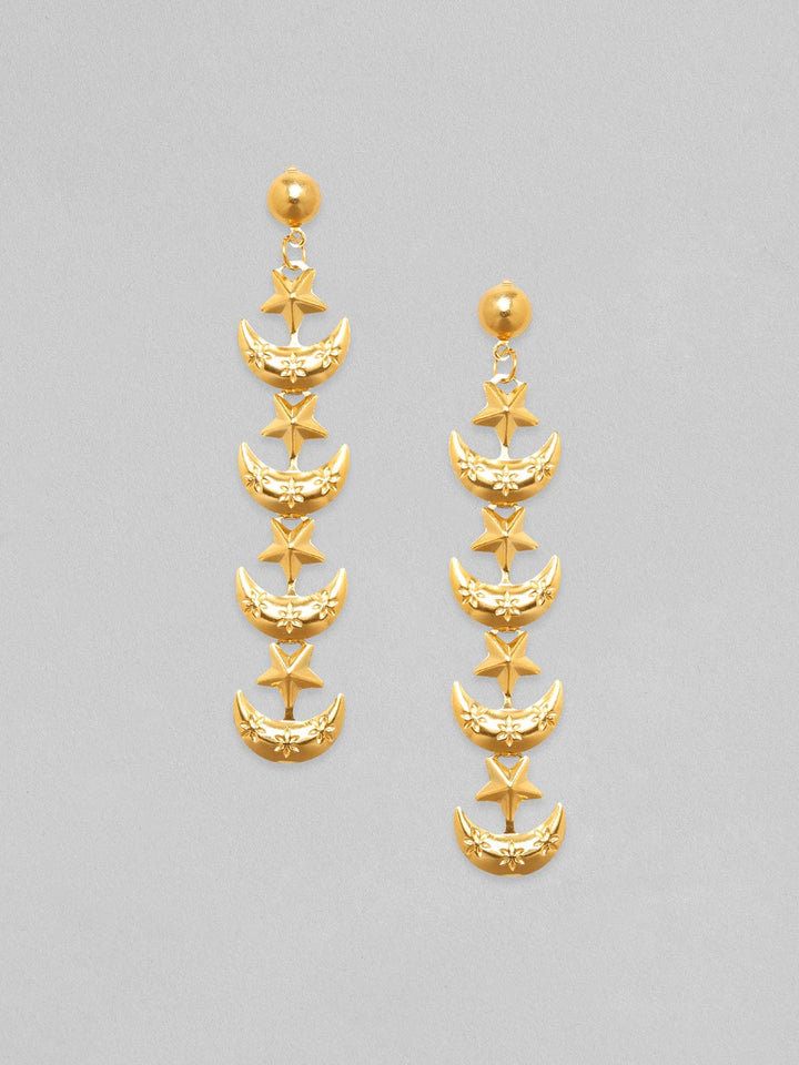 Rubans Voguish 18K Gold Plated Moon & Star Motif Dangle Earring. Earrings