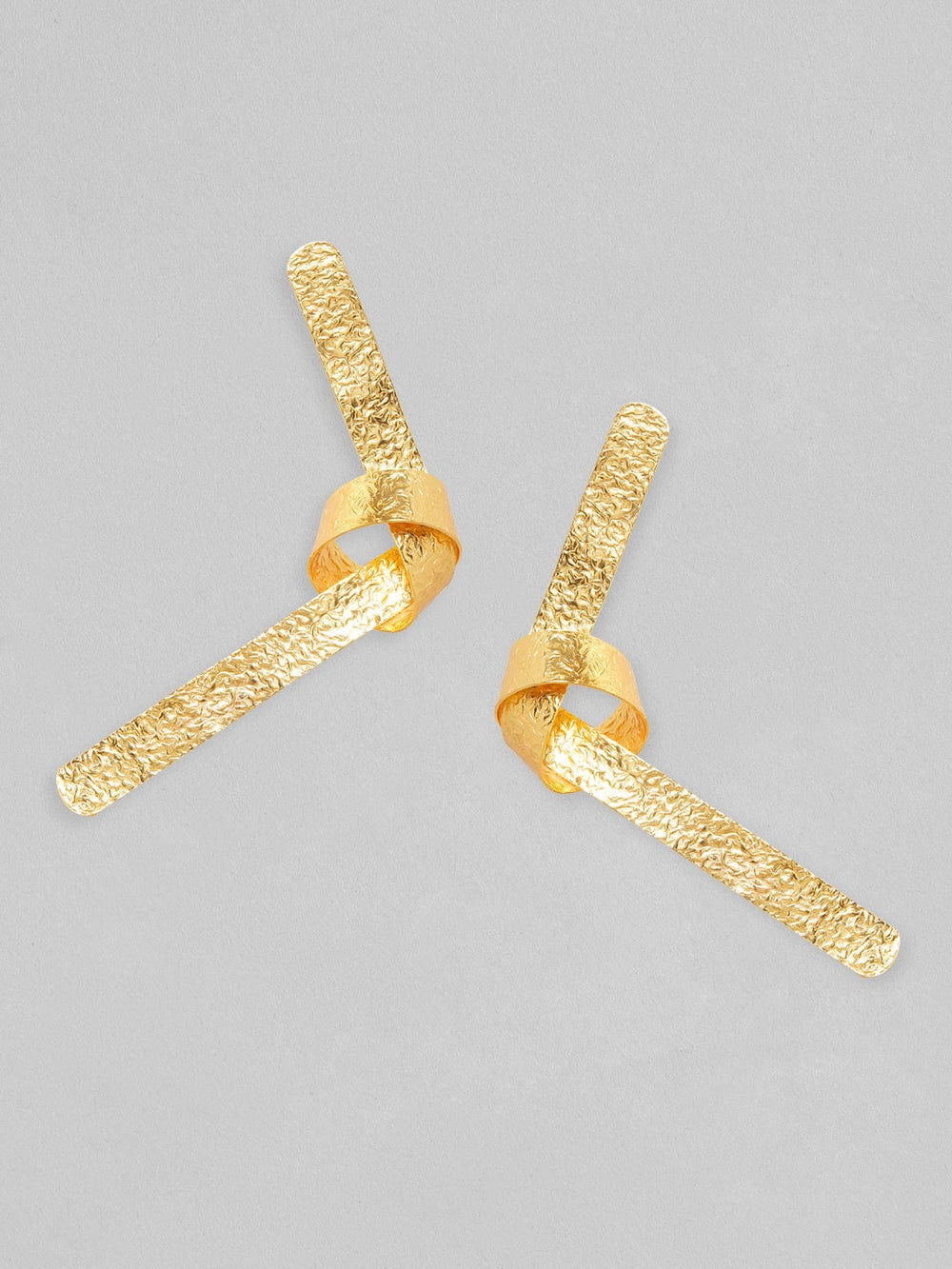 Rubans Voguish 18K Gold Plated On Copper Handcrafted Contemporary Knot Stud Textured Earrings. Earrings