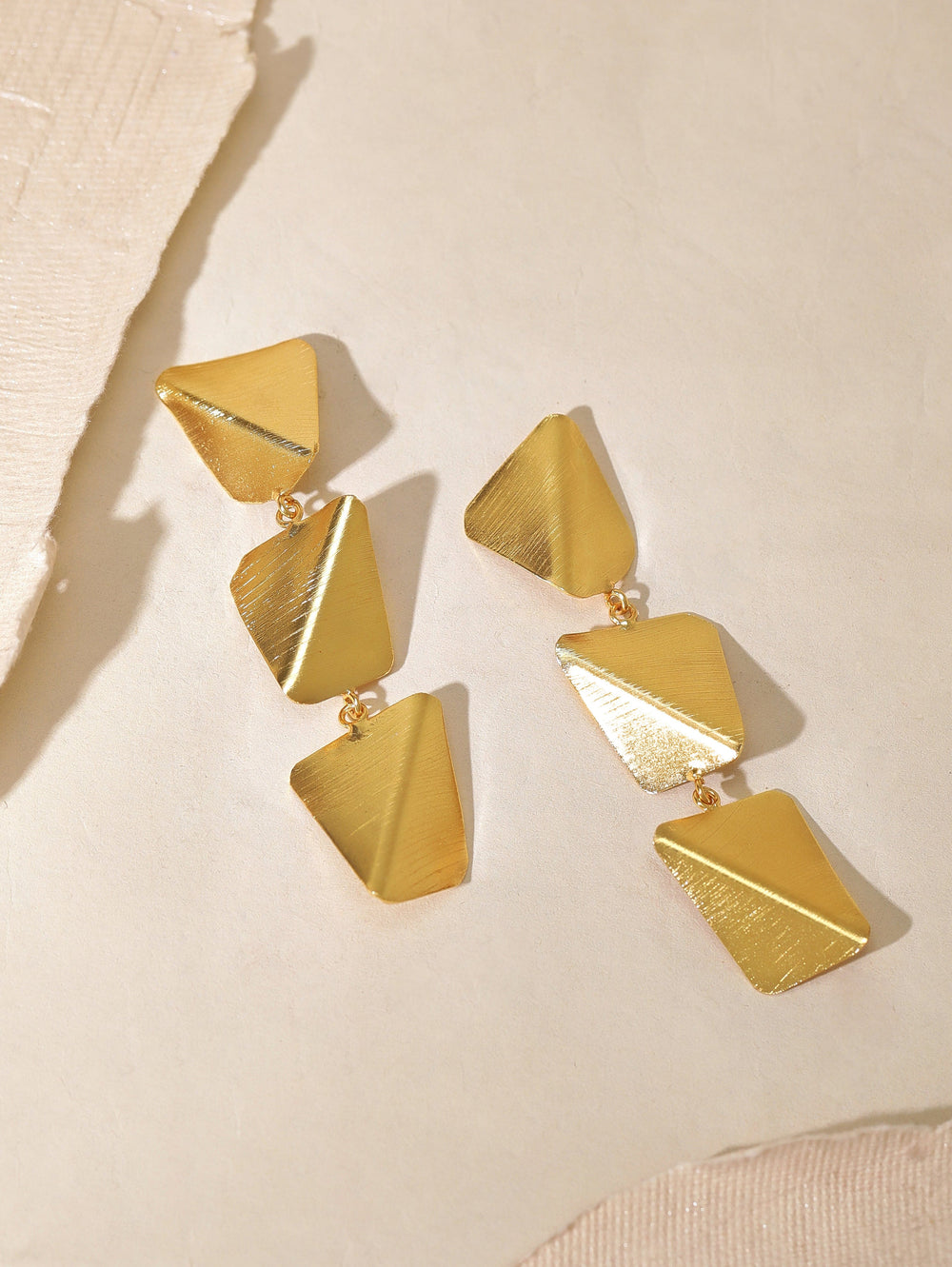 Rubans Voguish 18K Gold Plated On Copper Handcrafted Geometric Dangle Earrings. Earrings