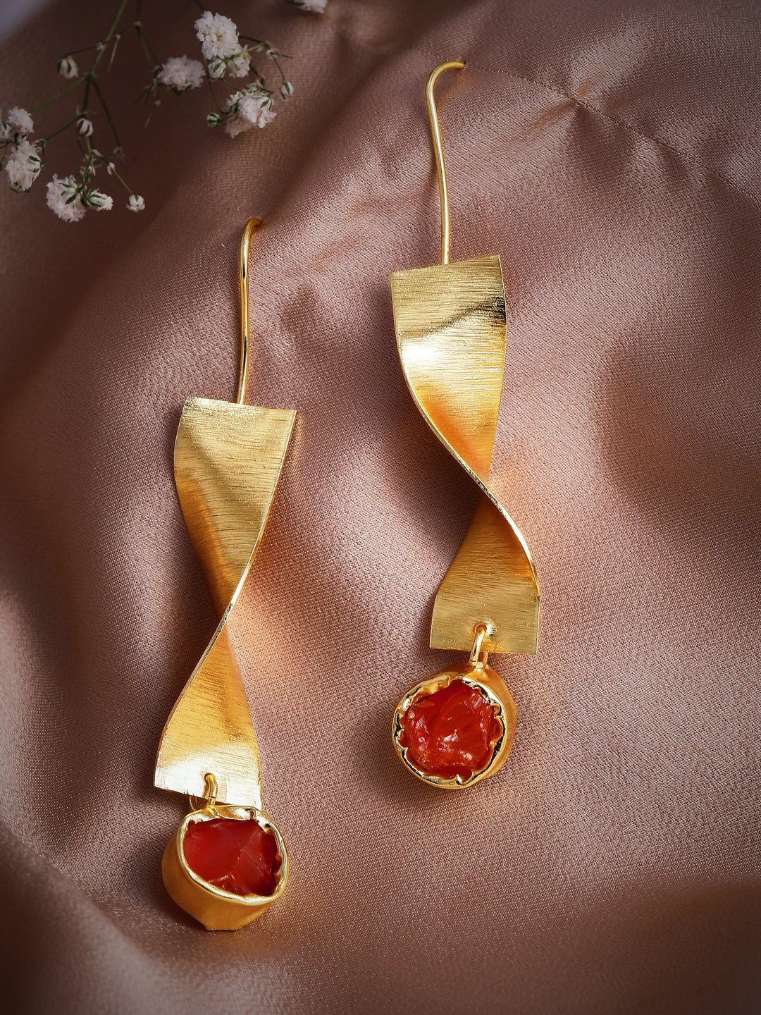 Rubans Voguish 18K Gold Plated On Copper Handcrafted Ribbion Twisted Dangle Earrings. Earrings