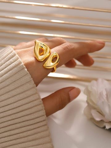 Rubans Voguish 18K Gold-Plated Sculptural Statement Openable Ring Finger Ring