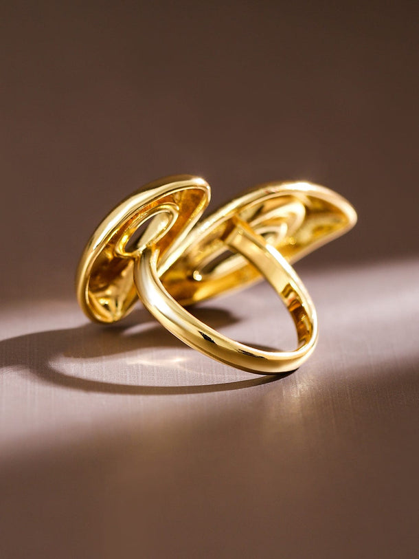 Rubans Voguish 18K Gold-Plated Sculptural Statement Openable Ring Rings
