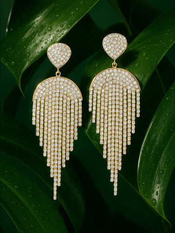 Rubans Voguish 18K Gold Plated Sparkling CZ Studded Fairy Wing Shaped MultiLayer Earrings Earrings