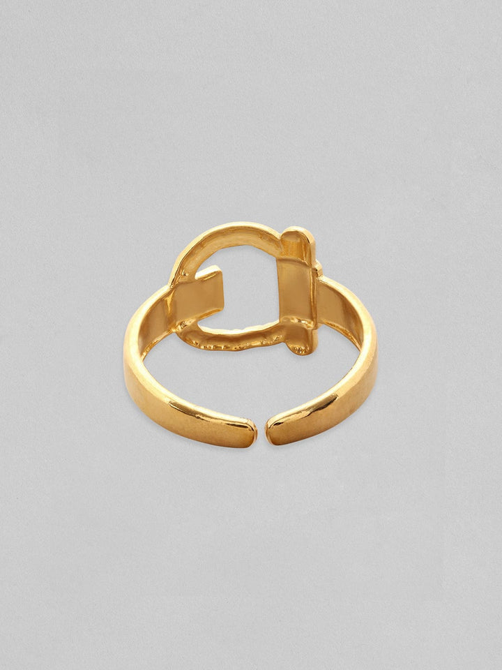 Rubans Voguish 18K Gold Plated Stainless Steel Adjustable Buckle Ring Rings