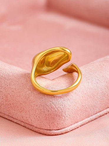Rubans Voguish 18K Gold Plated Stainless Steel Tarnish-Free Waterproof Abstract Motif Ring Rings