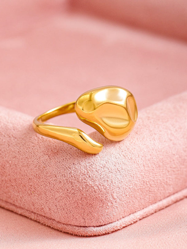 Rubans Voguish 18K Gold Plated Stainless Steel Tarnish-Free Waterproof Abstract Motif Ring Rings