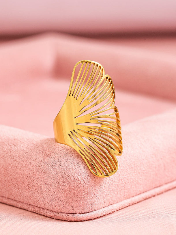 Rubans Voguish 18K Gold Plated Stainless Steel Tarnish-Free Waterproof Adjustable Ring Rings