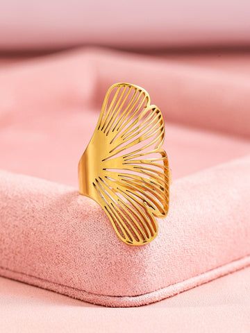 Rubans Voguish 18K Gold Plated Stainless Steel Tarnish-Free Waterproof Adjustable Ring Rings