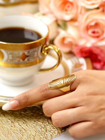 Rubans Voguish 18K Gold Plated Stainless Steel Tarnish-Free Waterproof Adjustable Ring Rings