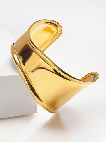 Rubans Voguish 18K Gold-Plated Stainless Steel Tarnish-Free Waterproof Bold Statement Cuff Bracelet Bracelet