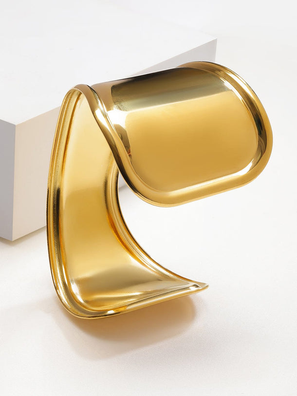 Rubans Voguish 18K Gold-Plated Stainless Steel Tarnish-Free Waterproof Bold Statement Cuff Bracelet Bracelet