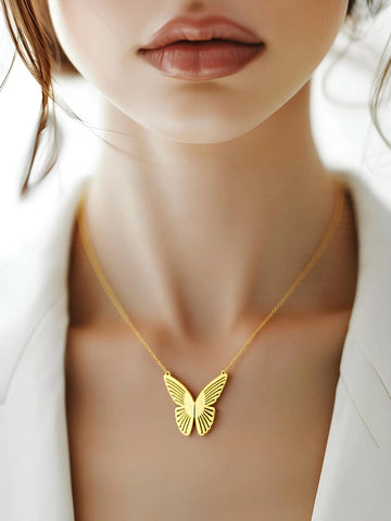 Rubans Voguish 18K Gold Plated Stainless Steel Tarnish-Free Waterproof Butterfly Pendant Necklace Necklaces, Chains & necklace