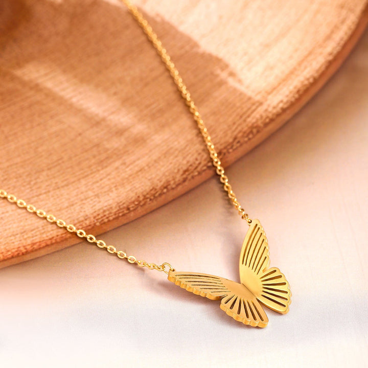 Rubans Voguish 18K Gold Plated Stainless Steel Tarnish-Free Waterproof Butterfly Pendant Necklace Necklaces, Chains & necklace