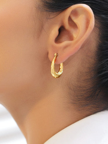 Rubans Voguish 18K Gold-Plated Stainless Steel Tarnish-Free Waterproof Chunky Hoop Earrings Earrings