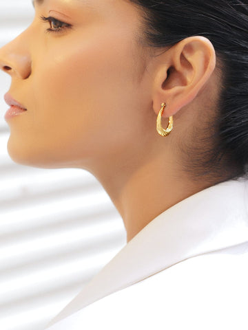 Rubans Voguish 18K Gold-Plated Stainless Steel Tarnish-Free Waterproof Chunky Hoop Earrings Earrings