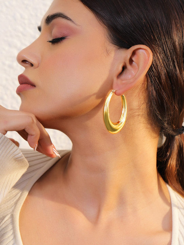 Rubans Voguish 18K Gold-Plated Stainless-Steel Tarnish-Free Waterproof Circular Hoop Earrings Earrings
