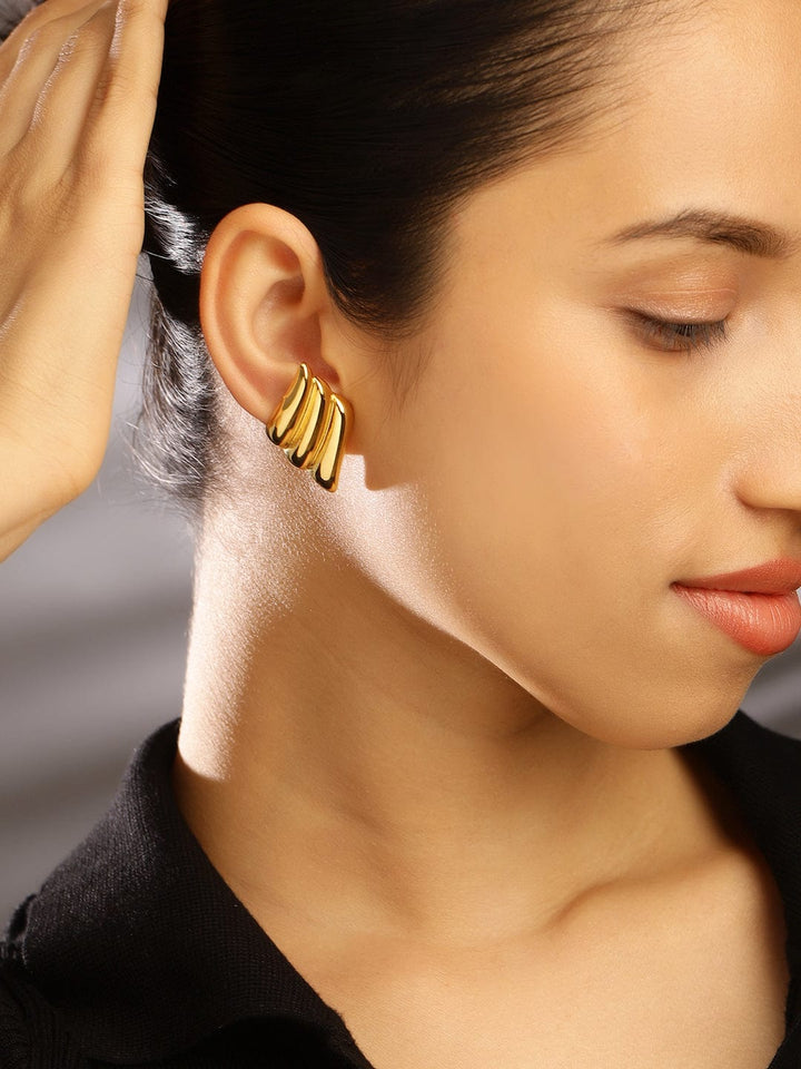 Rubans Voguish 18K Gold Plated Stainless Steel Tarnish Free Waterproof Classic Stud Earrings Stud Earrings