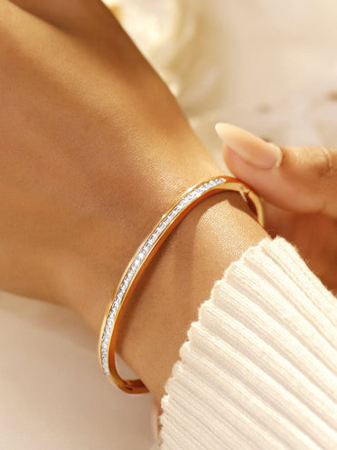 Rubans Voguish 18K Gold-Plated Stainless Steel Tarnish Free Waterproof Cubic Zirconia Bracelet Wristwear