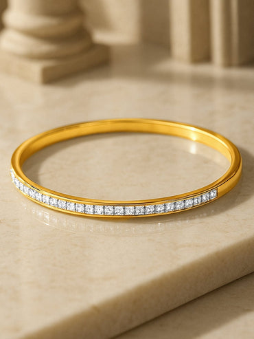 Rubans Voguish 18K Gold Plated Stainless Steel Tarnish Free Waterproof CZ-Studded Sleek Bracelet Bracelet