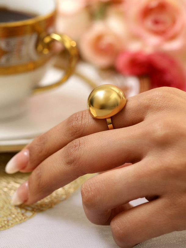 Rubans Voguish 18K Gold Plated Stainless Steel Tarnish-Free Waterproof Demi-Fine Adjustable Ring Rings