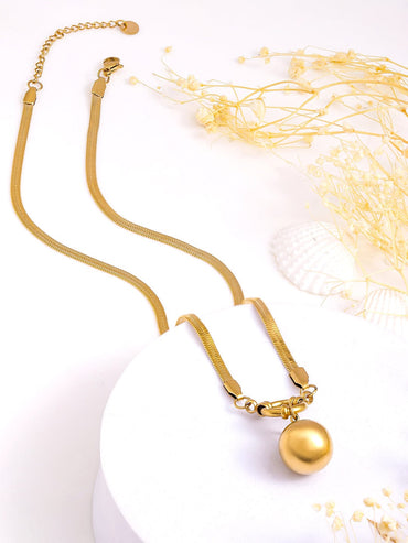 Rubans Voguish 18K Gold Plated Stainless Steel Tarnish-Free Waterproof Demi-Fine Ball Pendant Necklace Necklace & Chains