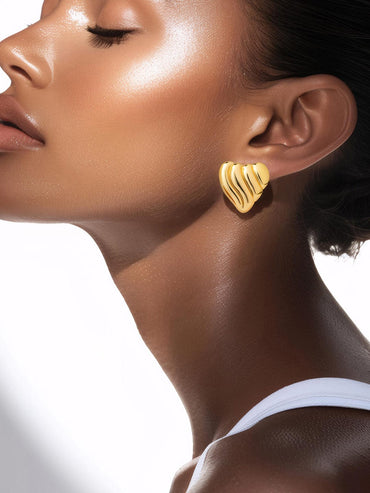 Rubans Voguish 18K Gold Plated Stainless Steel Tarnish-Free Waterproof Demi Fine Heart Stud Earrings Earrings